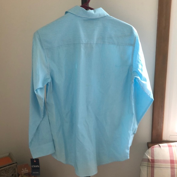 NWT Chaps SZ 14-16 teal  stripe Dress shirt - Picture 2 of 8